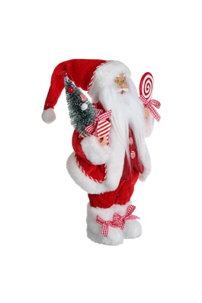 OEM Figurină decorativă de Crăciun Moș Crăciun cu brad și acadea, roșu, 31cm