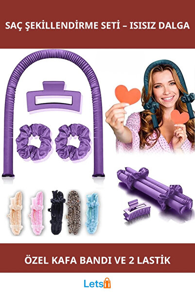 Letsii Heatless Hair Styling Headband and Rubber Band Set