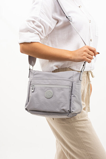 Sanmorris حقيبة كتف نسائية متعددة الأقسام مقاومة للماء من القماش المجعد قابلة للتعديل بحزام متقاطع 4007