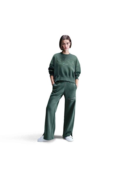 Nike Hanorac Sportswear Phoenix Fleece pentru femei, cu guler rotund, supradimensionat, cu logo