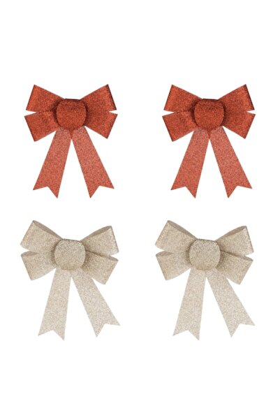 OEM Set de fundițe decorative de Crăciun, roșii și bej-șampanie cu sclipici, ...