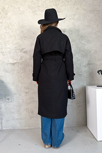 ModaPlaza Women's Double-Breasted Long Cashmere Coat 99430