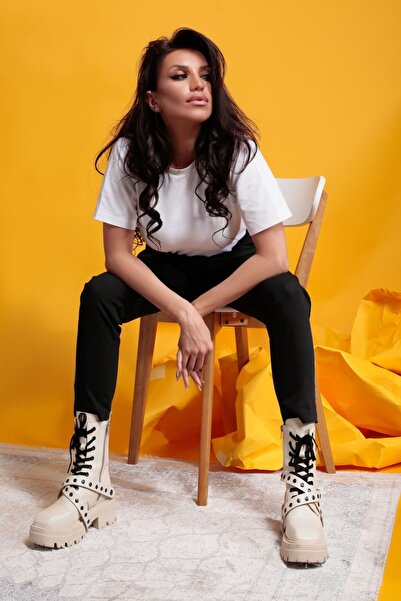 Vanilla Days Agatha Genuine Leather Winter Boots - Cream, 5cm Rubber Sole