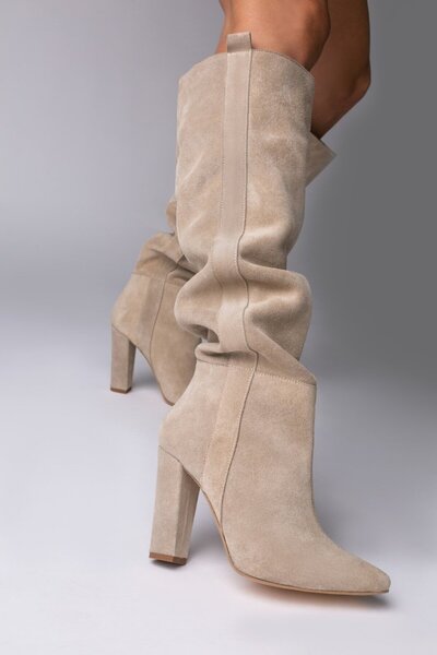 Vanilla Days Μπότες Sandy Dune από σουέτ με ψηλοτάκουνο τακούνι σε χρώμα μπεζ...