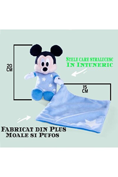 Disney Plush toy, Mickey Mouse 20CM + blanket 15CM and phosphorescent stars, with Sticker