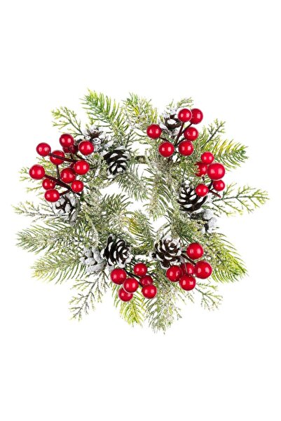 OEM Christmas Decorative Ring, Berries Model, Medium, Green, Plastic