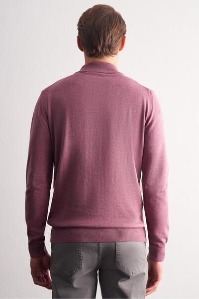 İmza Dusty Rose Half Turtleneck Pocketless Comfort Fit Classic Cotton Knitwear Sweater 1012255001