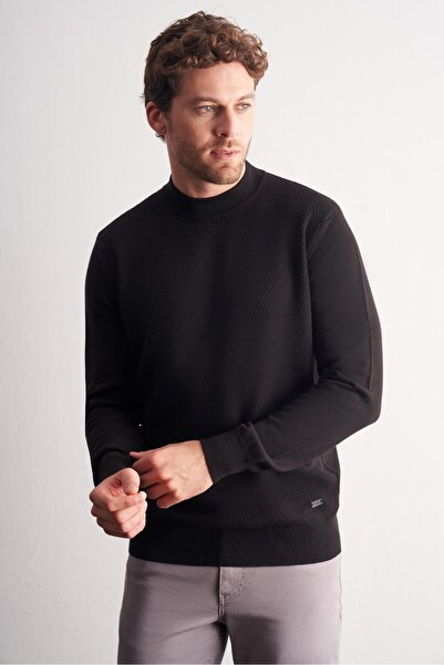 İmza Black Half Turtleneck Long Sleeve Pocketless Comfort Fit Classic Cotton Knitwear Sweater 1012255208