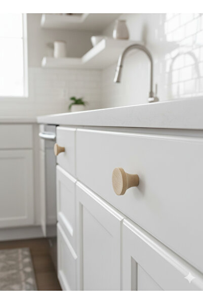 NİRVANA WOOD Wooden Handle Solid Wood – Natural Country Look, Decorative Cabinet Handle