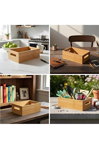 RİVO HOME DECOR Bamboo Bread Box, Bamboo Presentation Box 25X14X8 cm