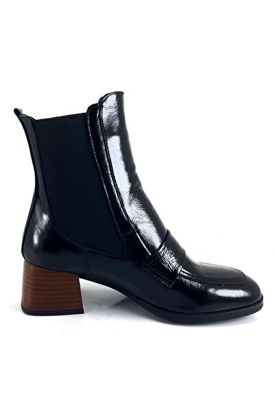 Mammamia 1130 24Kb Women's Daily Boots Black Wrinkled Patent Leather