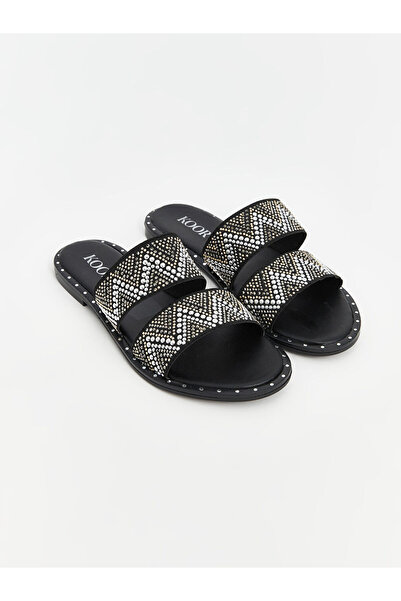 LC Waikiki Black Double Striped Women's Slippers