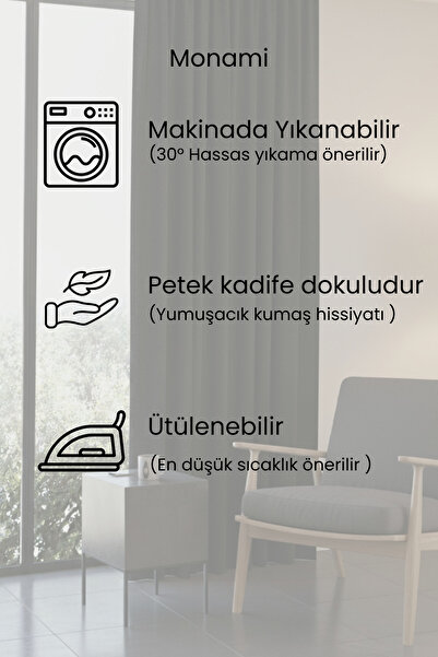 Monami Luxury First-Class Honeycomb Velvet Textured Black Island Floor Curtain