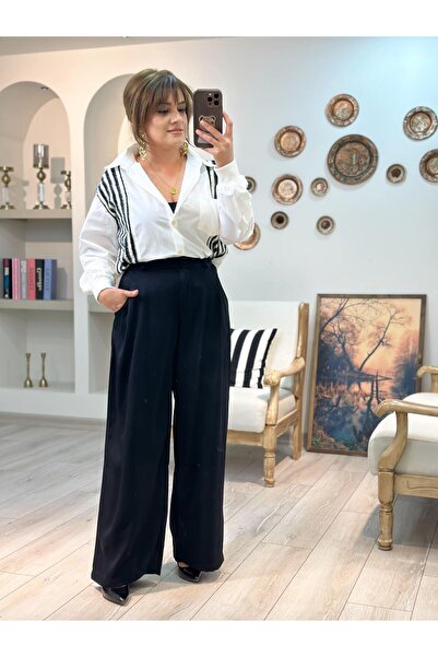 MELTEM TUĞAN Pleated Palazzo Pants Black