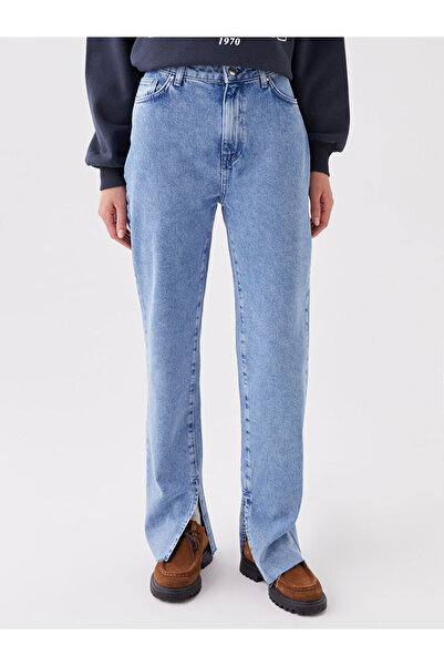 LC Waikiki Blue High Waist Straight Fit Women's Jean Pants