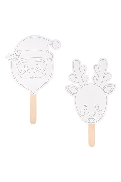 OEM Christmas Craft Accessories, Santa and Reindeer Plaque, 25 cm, Set of 6