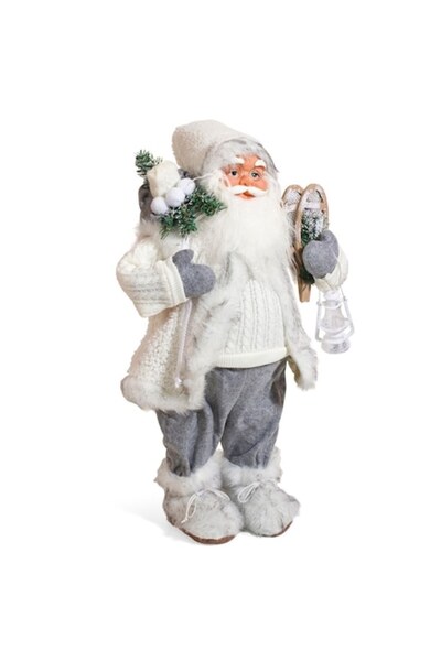 OEM Figurină Moș Crăciun cu felinar alb, 60 cm