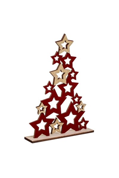 OEM Placă decorativă de Crăciun din lemn cu steluțe de catifea și sclipici ro...