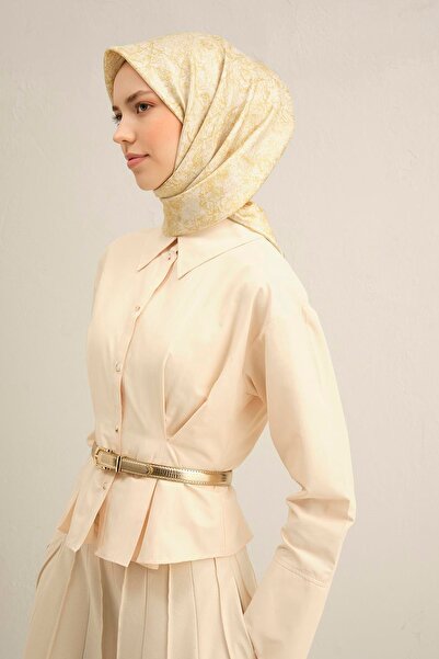 Armine Soyut Desenli Saf İpek twil Eşarp 9311D 0