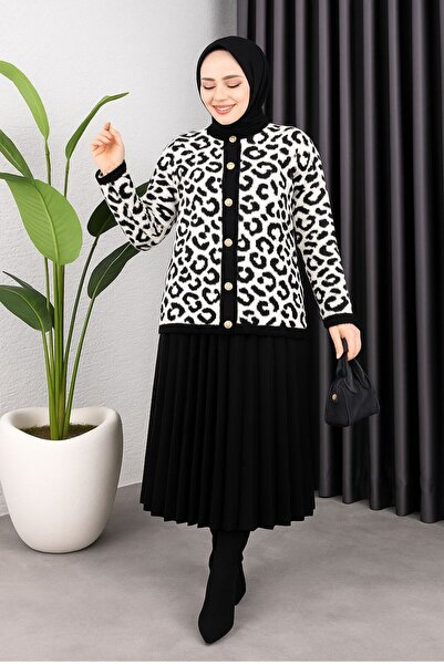 HİRA LİFE FASHİON Дамски кардиган с размер 38-42, с златни копчета отпред и л...