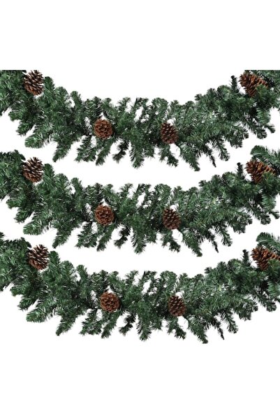 OEM Ghirlandă decorativă verde de Crăciun cu conuri, 2,7 m