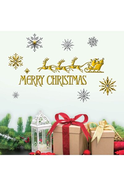 OEM Christmas decorative sticker – Santa with sleigh, snowman, snowflakes and 'Merry Christmas', 24x47