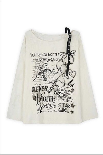 İsra Ayyıldız Moonstar Collection Bluză cu bretele cu centură cu guler lat Wh...