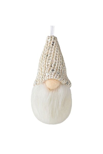 OEM Ornament de Crăciun, pitic Moș Crăciun alb cu căciulă tricotată 5x10 cm