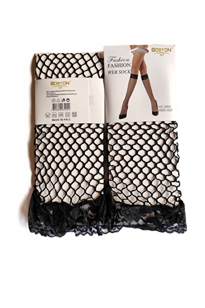 FASHION Sosete dama, web sock, tip plasa, lungi, negre, OneSize