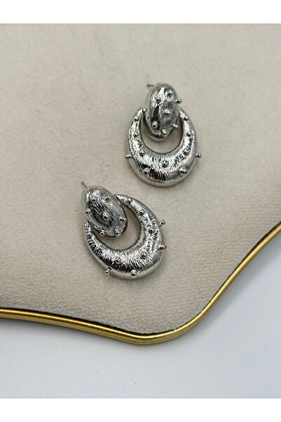 MyladyAccessoriess Topçuk Detailed Oval Cut Earrings (Brass Plated) Gold