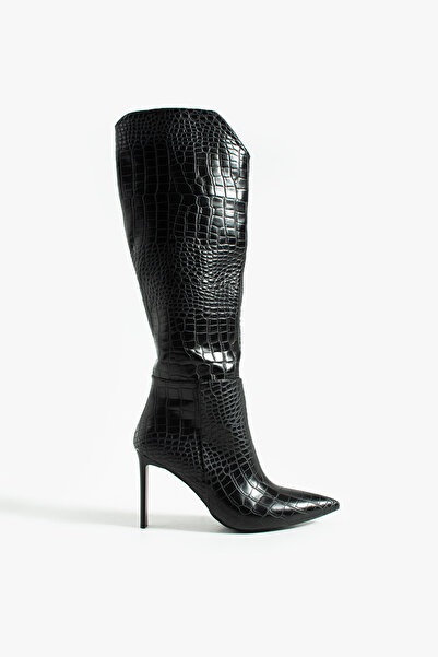 Siena Shoes Cizme de damă Zamira cu fermoar, crocodil negru