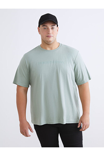 LC Waikiki Men's T-Shirt with Zero Roba Collar Print in Combed Cotton in Plus...