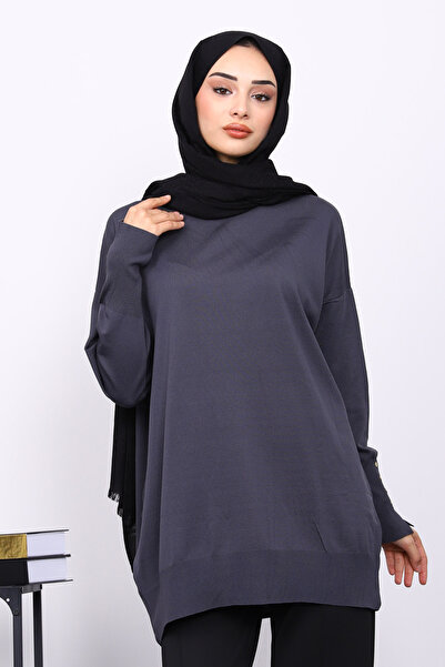 İmajButik Smoked Crew Neck Knitwear Tunic