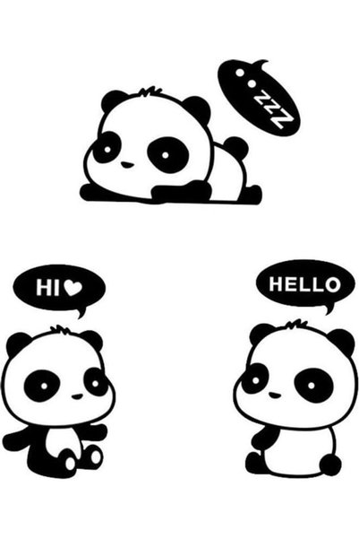 Generic 3-Piece Cute Cartoon Panda Removable Light Switch Stickers Black 5grams