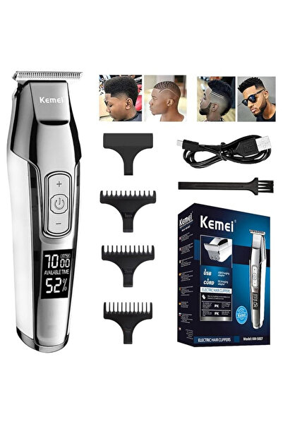 Kemei Cordless Hair Clipper – 4-Speed LCD Trimmer