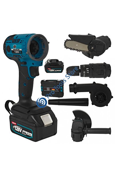 German Meister 4-in-1 Multifunction Tool Kit (Blower, Screwdriver, Mini Chainsaw, Angle Grinder)