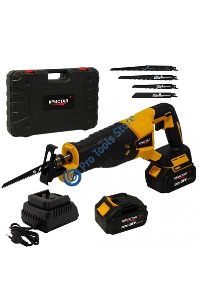 DDT CRISTAL Cordless Reciprocating Saw, 36V, Variable Speed, 2 Batteries & Charger