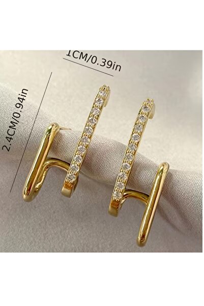 mos&more Gold Stone Geometric Women's Earrings