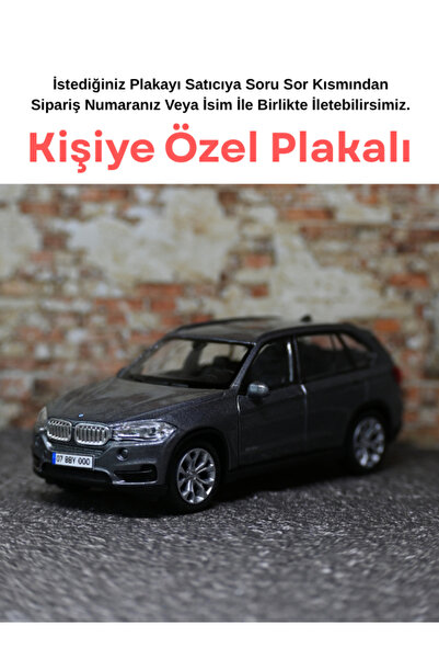 bebeym Bmw X5 Metal Oyuncak Araba - Kişiye Özel Plakalı - Gri