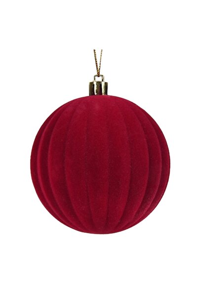 OEM Velvet Burgundy Striped Christmas Ball Ornament Ø8cm