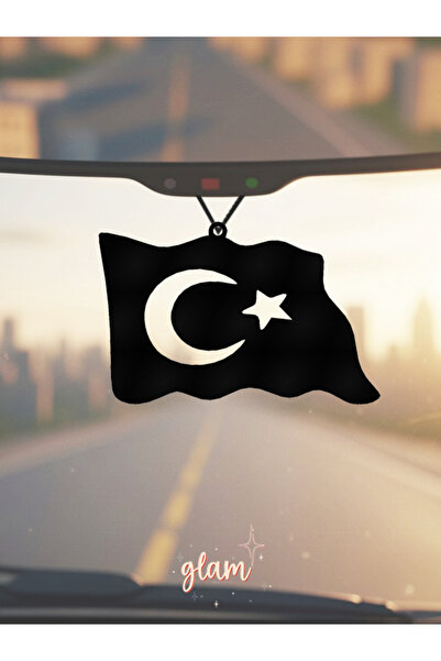 GLAM DEKORASYON Dalgalanan Türkiye Bayrağı Araç İçi Dikiz Aynası Aksesuarı, A...