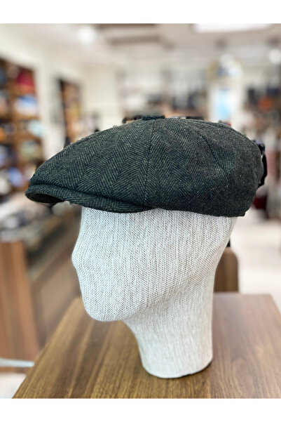 Göksu Şapka Men's Winter Cap British Style Peaky Blinders Newsboy Trend 8 Panel Cap Herringbone