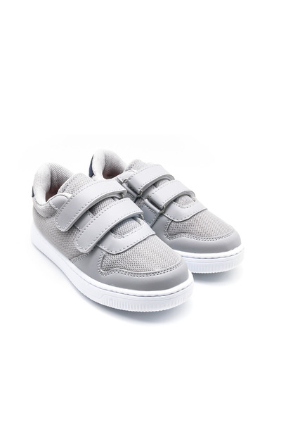 KU&PA SHOES Burber Gray Kids Children Unisex Sneaker Leather-Look Casual Sports Shoes Lace-Up Velcro Kp-6002