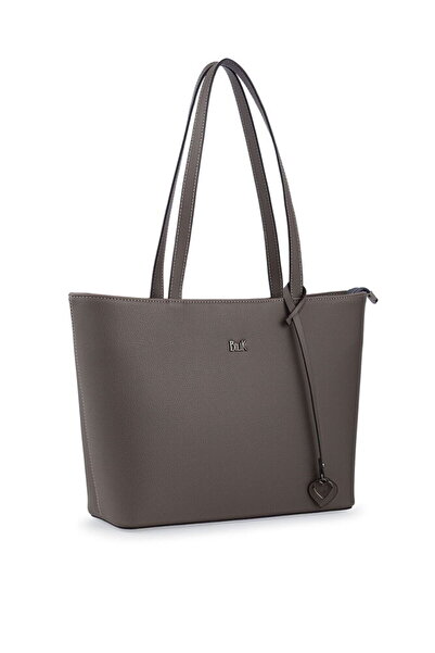 Bilik Deri Dark Gray Women's Shoulder Bag with Logo Detail Blkf Aqua