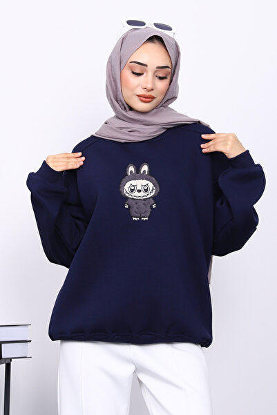 İmajButik Μπλουζάκι με λαιμόκοψη τριών κλωστών σε μπλε ναυτικό χρώμα