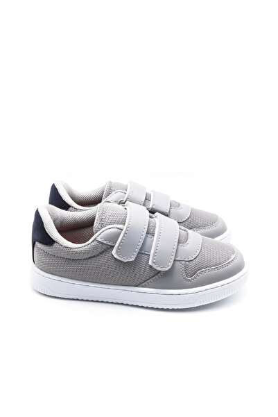 KU&PA SHOES Burber Gray Kids Children Unisex Sneaker Leather-Look Casual Sports Shoes Lace-Up Velcro Kp-6002