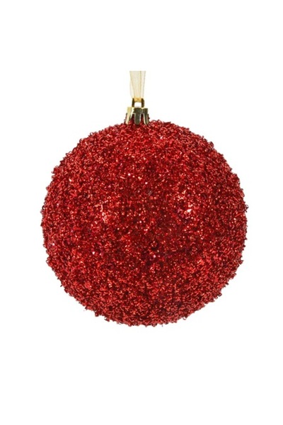 OEM Ornament de Crăciun pentru brad - glob roșu cu beteală Ø10 cm