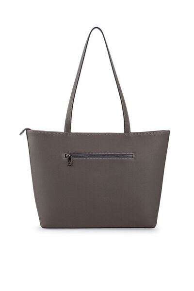 Bilik Deri Dark Gray Women's Shoulder Bag with Logo Detail Blkf Aqua