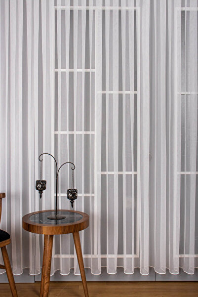 YS PERDE TASARIM Linda Grek Düz Tül Perde Etek Kurşunlu Salon,Oturma Odası,Mu...