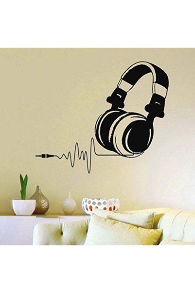 Generic Headphone Music Wall Sticker Black 60x50cm